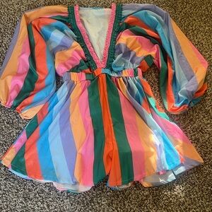 Tik Tok Shop Vibrant Multi-Color Striped Romper!